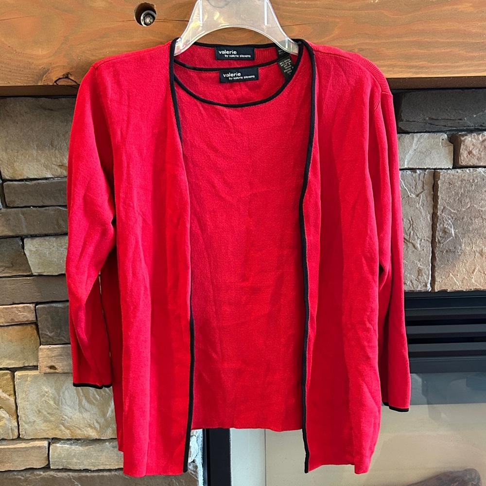 Valerie Stevens Vibrant Red Cardigan Sweater